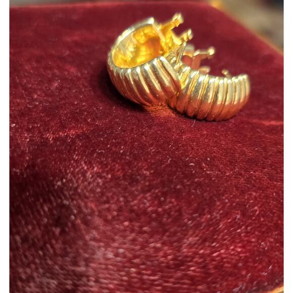 18K Solid Yellow Gold Omega Clip Back Post Hoop Earrings READ DESCRIPTION!! - Picture 15 of 16